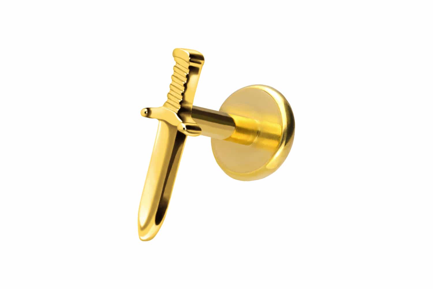 Titan Labret Piercing mit Push Fit SCHWERT